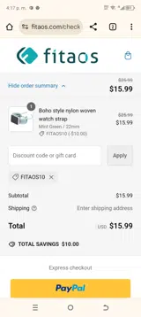 FITAOS10 coupon verification screenshot