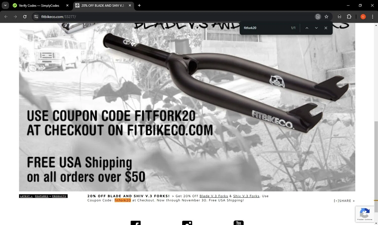 Fitbikeco. checkout page showing Fitbikeco. coupon code box | Screenshot taken by SimplyCodes community member on Nov 2, 2024