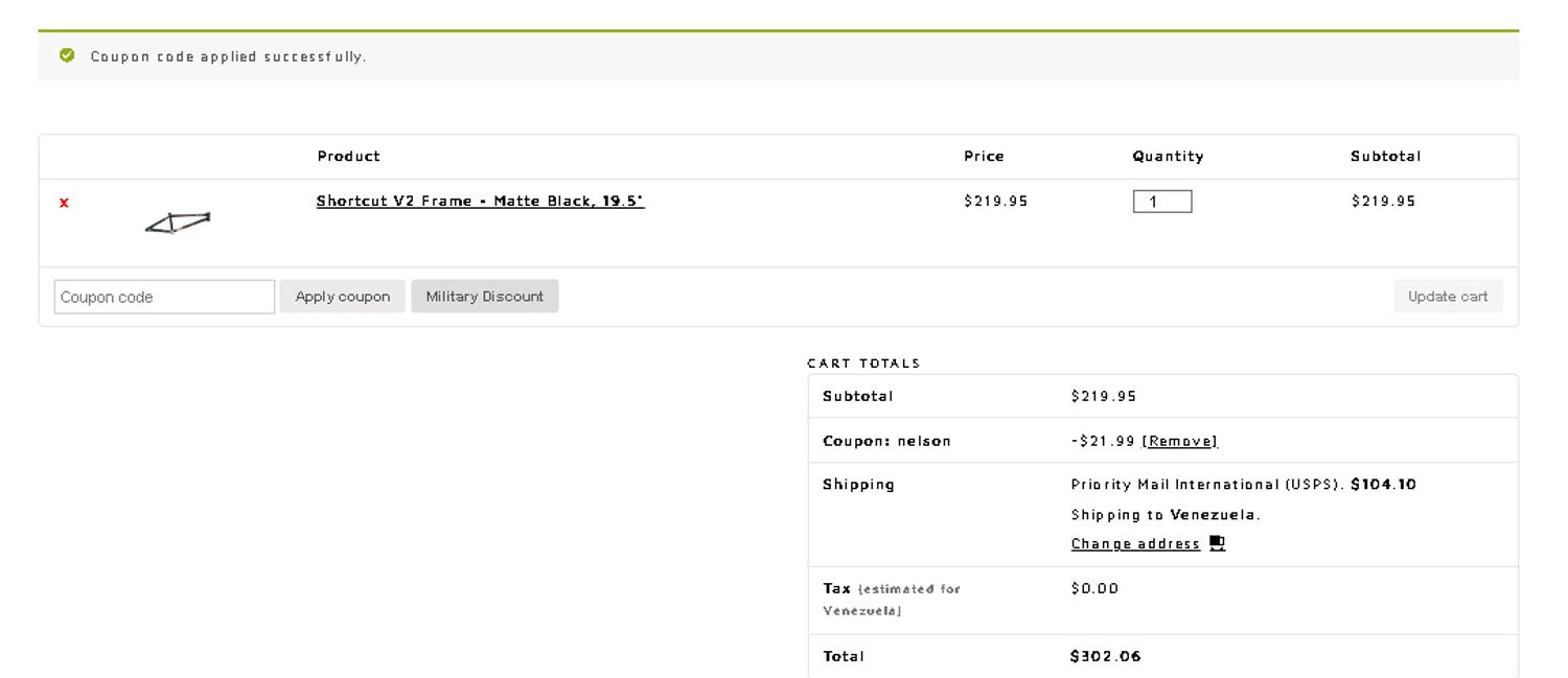 Fitbikeco. checkout page showing Fitbikeco. coupon code box | Screenshot taken by SimplyCodes community member on Aug 15, 2024