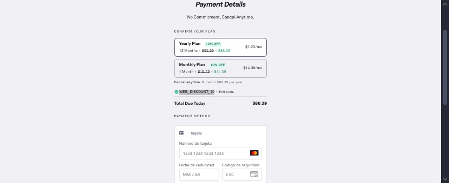 Fitbod promo code screenshot showing code WEB_DISCOUNT_10 applied at Fitbod checkout page. Uploaded by SimplyCodes community member TraxoGamer on Jan 17, 2026