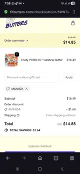 Amanda coupon verification screenshot