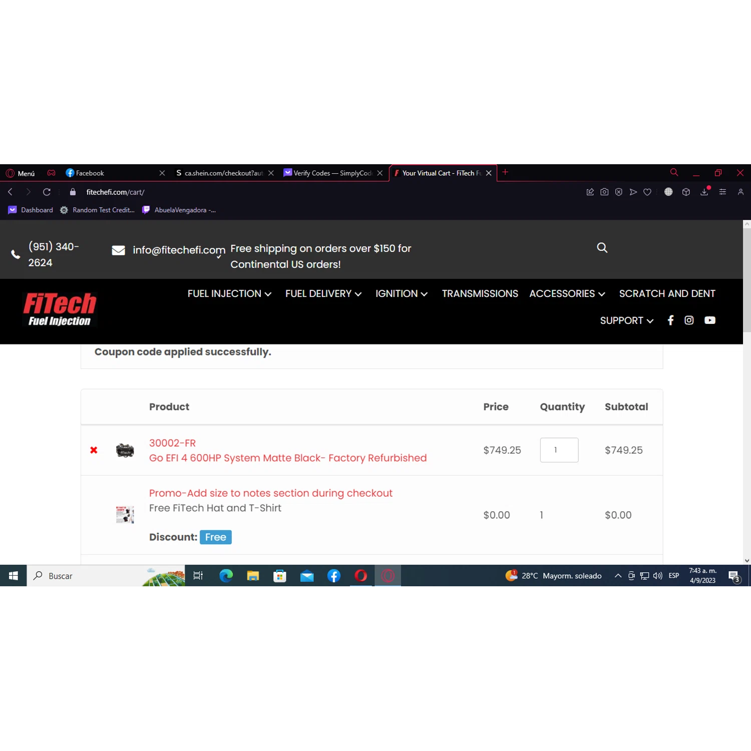 where to use FiTech promo code box