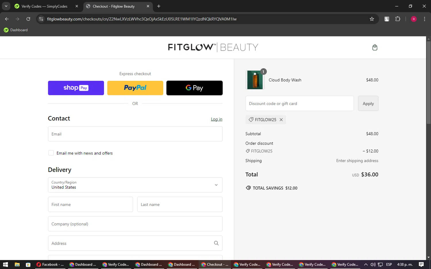 where to use Fitglow Beauty promo code box