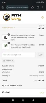 SAVE10 coupon verification screenshot