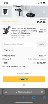 FIT10 coupon verification screenshot
