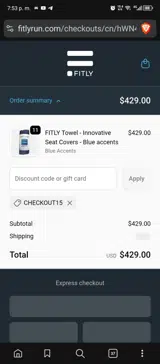 CHECKOUT15 coupon verification screenshot