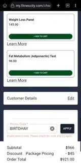 BIRTDHAY coupon verification screenshot