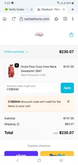 CYBER40 coupon verification screenshot