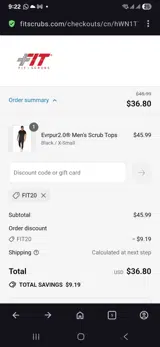 Fit Scrubs coupon verification screenshot