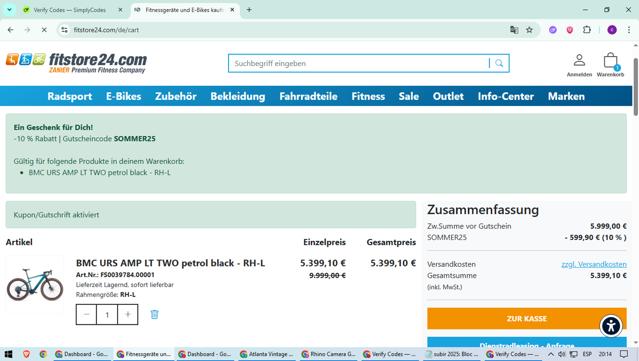Fitstore24.com checkout page showing Fitstore24.com promo code box | Screenshot taken by SimplyCodes community member on Jul 8, 2025