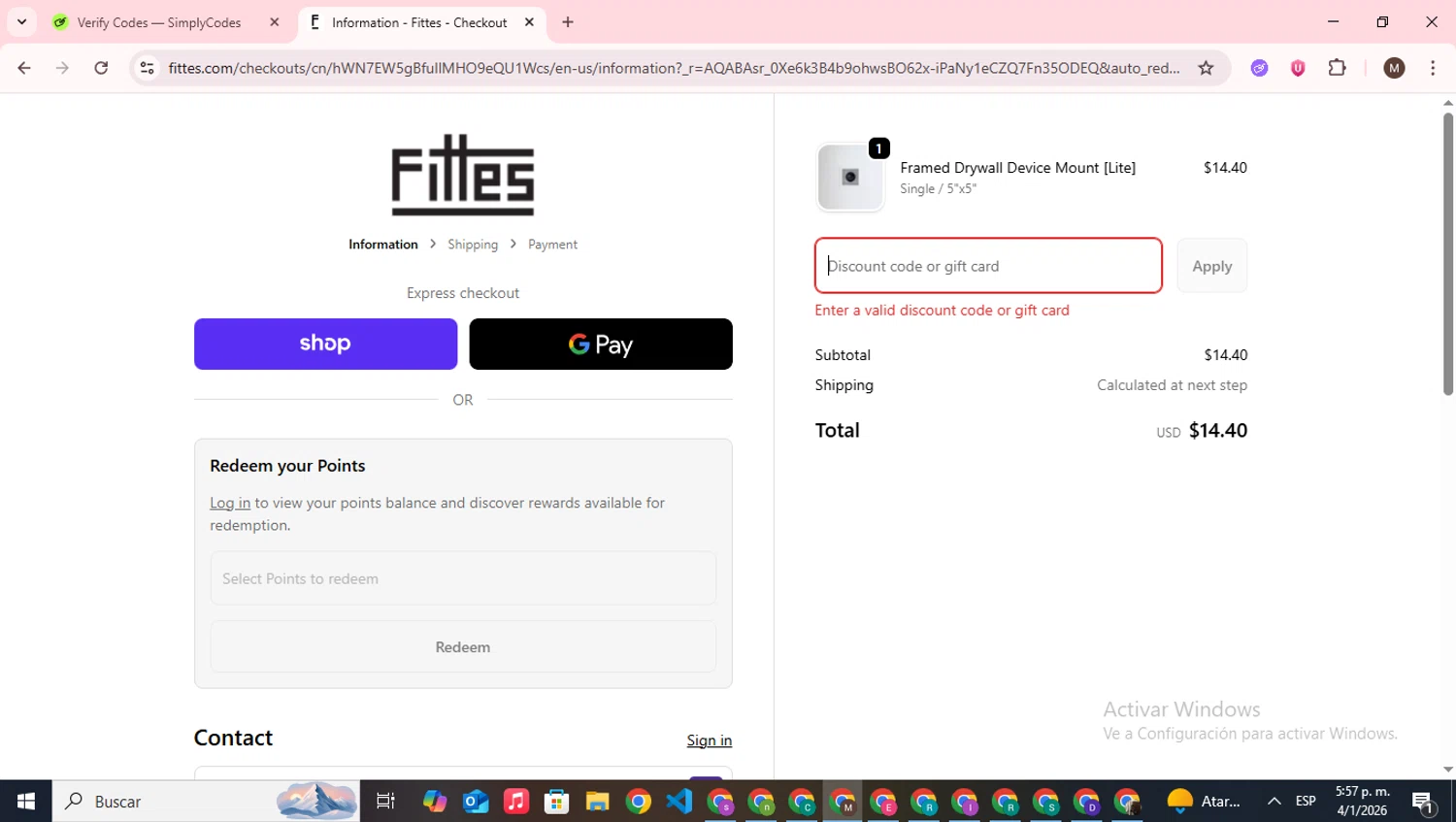 Fittes discount code screenshot showing code HOOKMEUP applied at Fittes checkout page. Uploaded by SimplyCodes community member WonderWizard9060 on Jan 4, 2026