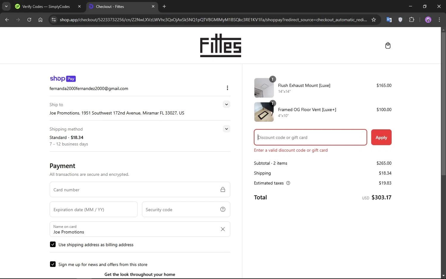 Fittes discount code screenshot showing code HOOKMEUP applied at Fittes checkout page. Uploaded by SimplyCodes community member CrownMaestro9486 on Mar 6, 2025
