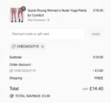 CHECKOUT15 coupon verification screenshot