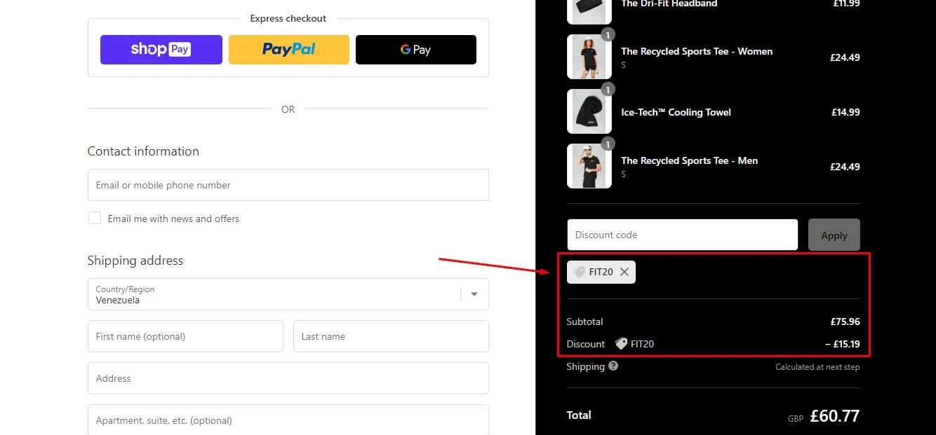FitXR checkout page showing FitXR promo code box | Screenshot taken by SimplyCodes community member on Aug 1, 2022