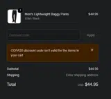 Fiumara Apparel coupon verification screenshot