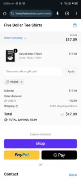 VABU5 coupon verification screenshot