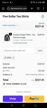 off2 coupon verification screenshot