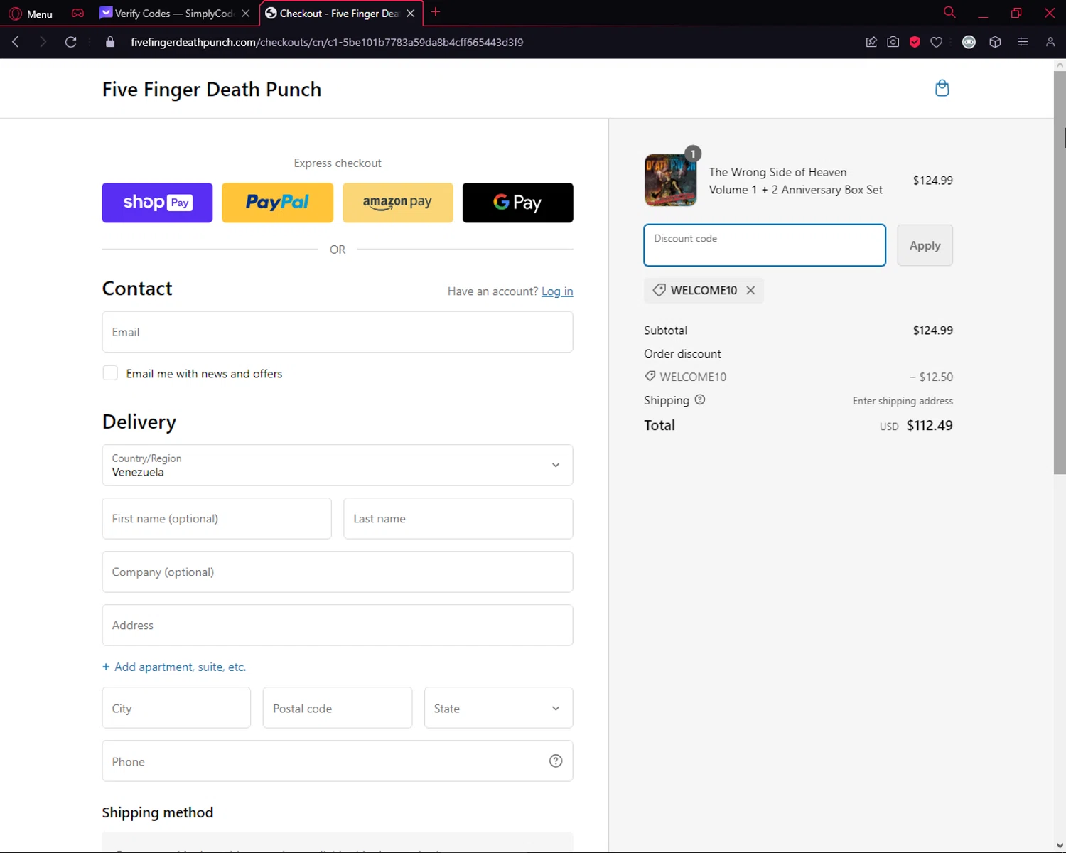 where to use Five Finger Death Punch promo code box