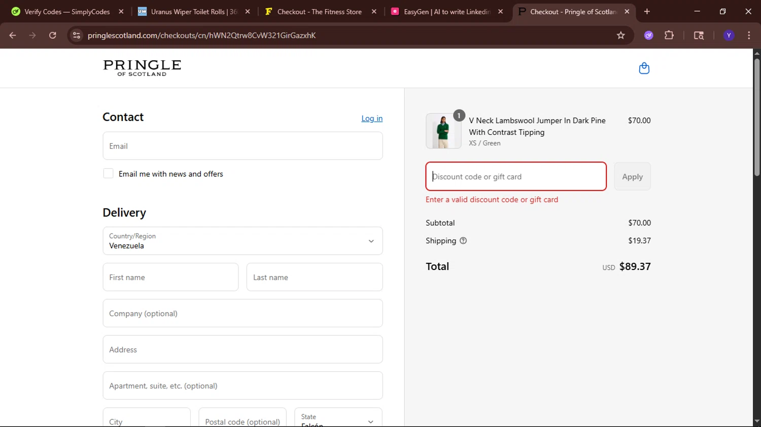 Five Iron Golf promo code screenshot showing code DRIVERFIT39 applied at Five Iron Golf checkout page. Uploaded by SimplyCodes community member TokenElite6436 on Aug 31, 2025
