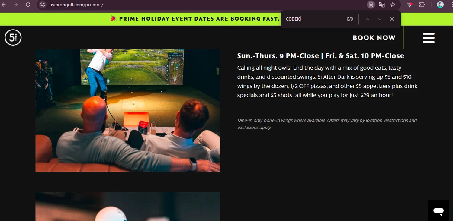 Five Iron Golf promo code screenshot showing code CODE10 applied at Five Iron Golf checkout page. Uploaded by SimplyCodes community member elgatobravo on Oct 25, 2025