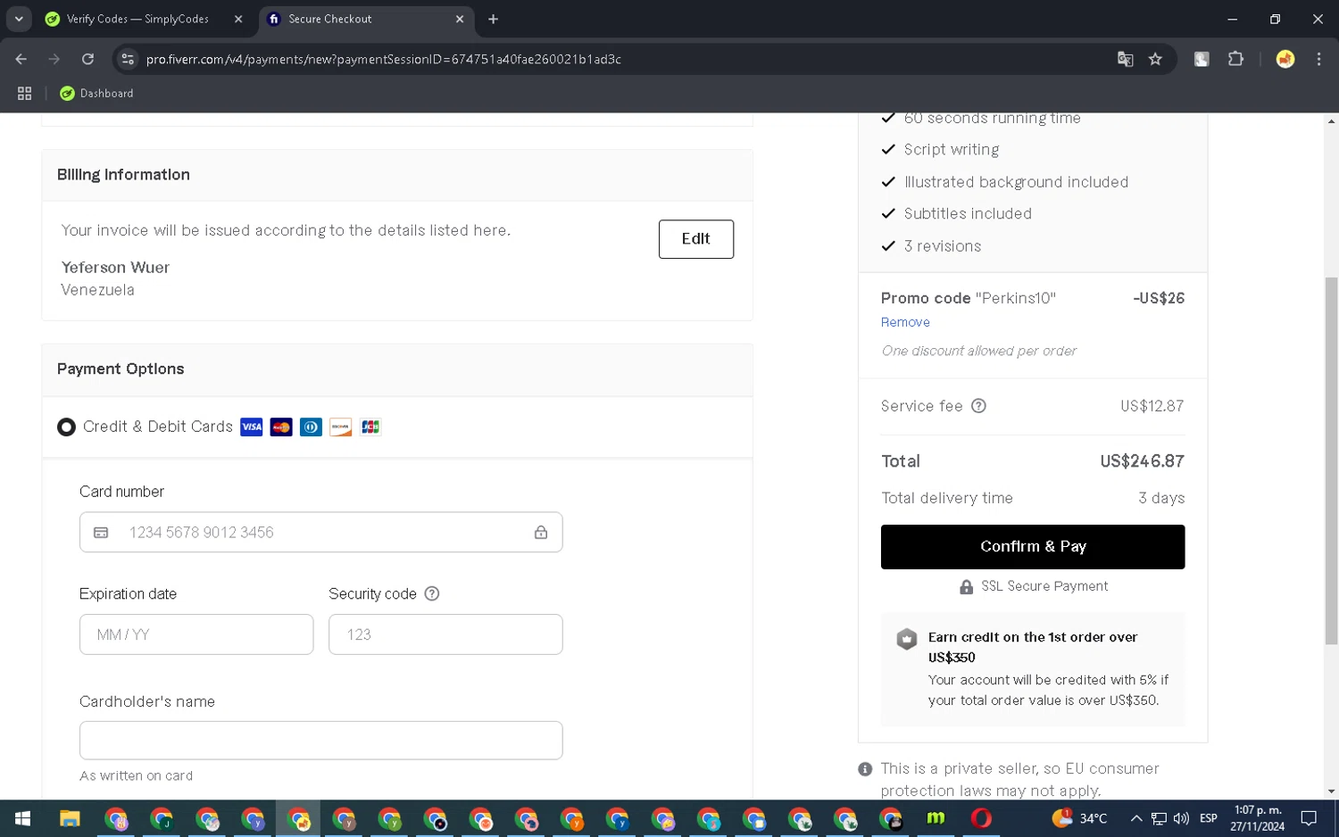 where to use Fiverr promo code box