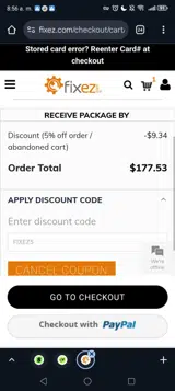 FIXEZ5 coupon verification screenshot