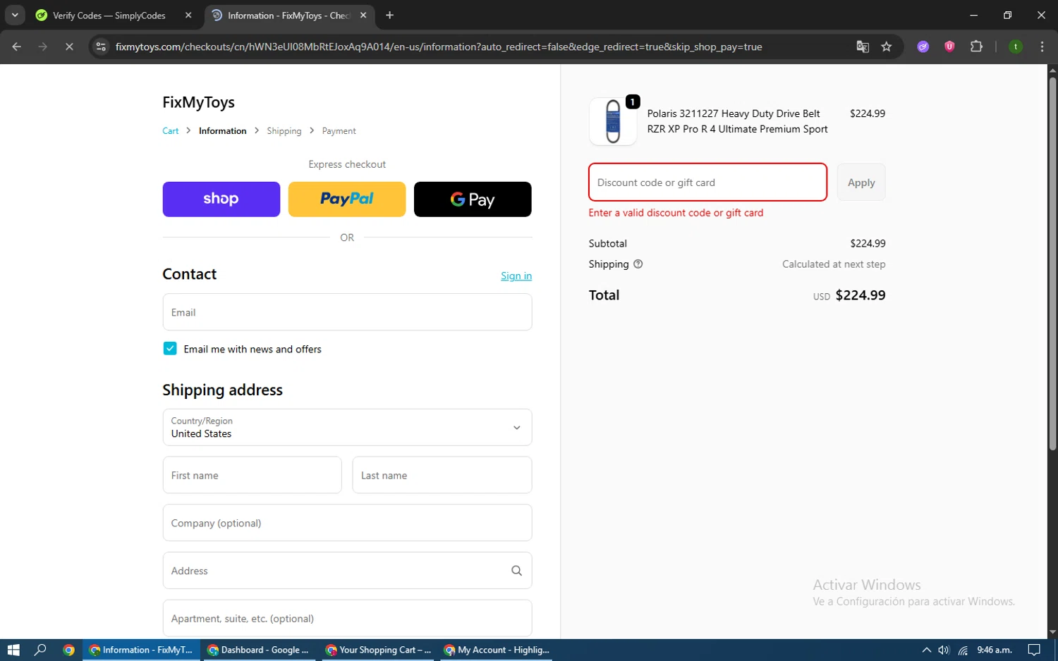 FixMyToys discount code screenshot showing code POLHD applied at FixMyToys checkout page. Uploaded by SimplyCodes community member Dennyguillermo on Oct 2, 2025