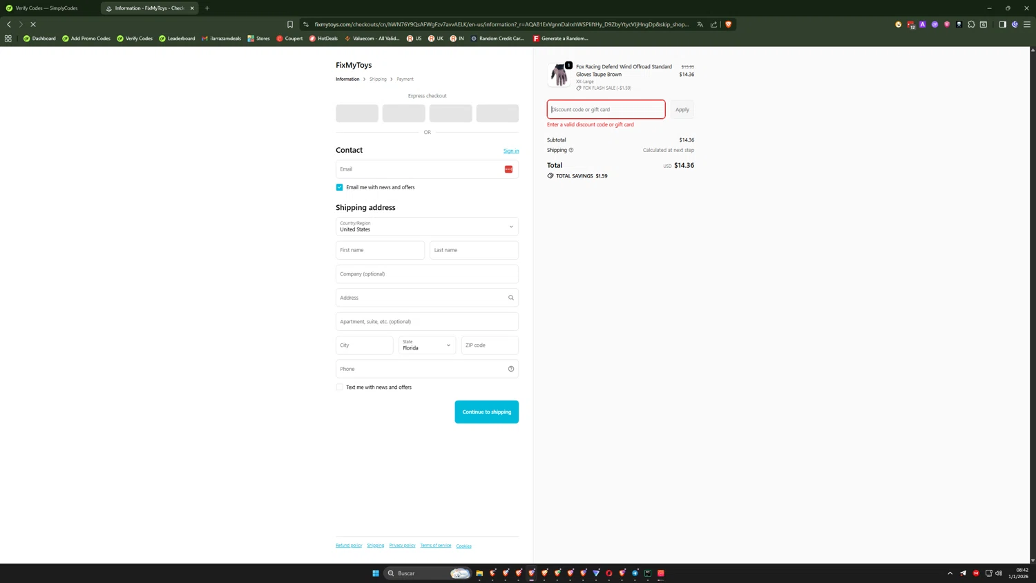 FixMyToys discount code screenshot showing code POLSLA applied at FixMyToys checkout page. Uploaded by SimplyCodes community member QuantumRider5931 on Jan 1, 2026