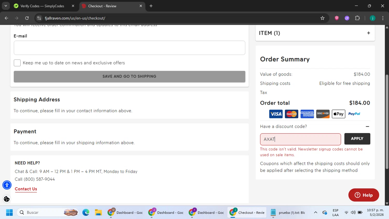 Fjallraven checkout page showing Fjallraven discount code box | Screenshot taken by SimplyCodes community member on Feb 6, 2026