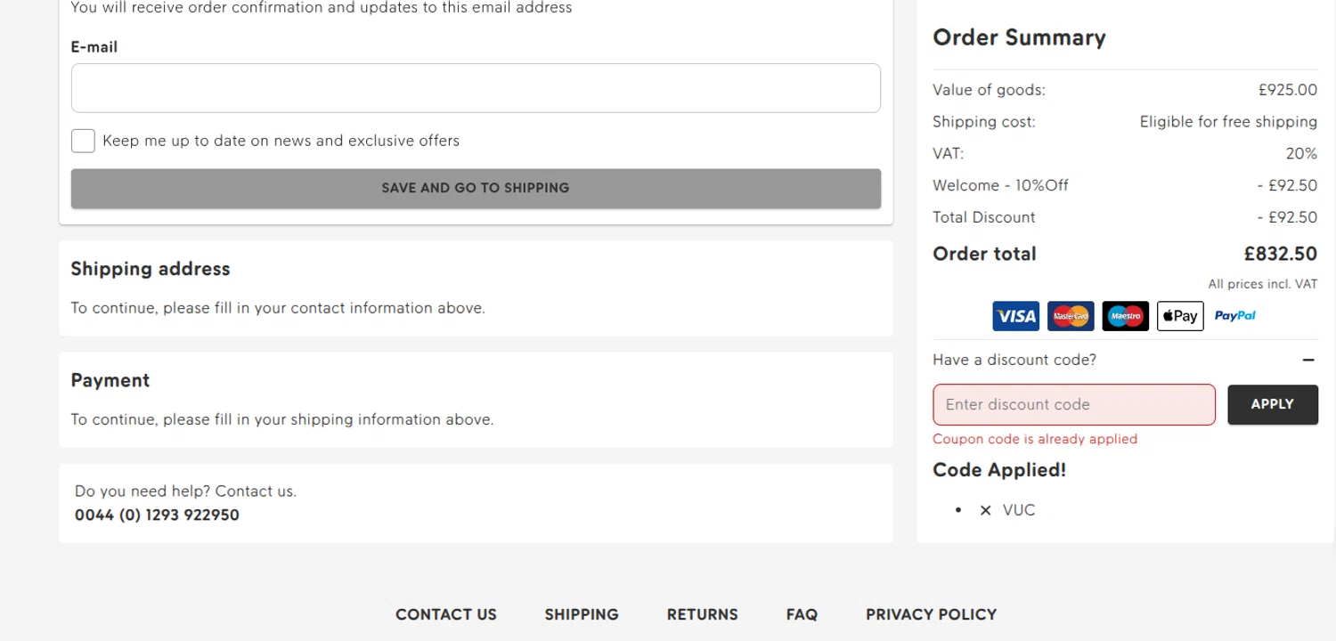 Fjallraven discount code screenshot showing code VUC applied at Fjallraven checkout page. Uploaded by SimplyCodes community member reimalave10 on Dec 16, 2025