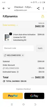 WELCOMEFJD50 coupon verification screenshot