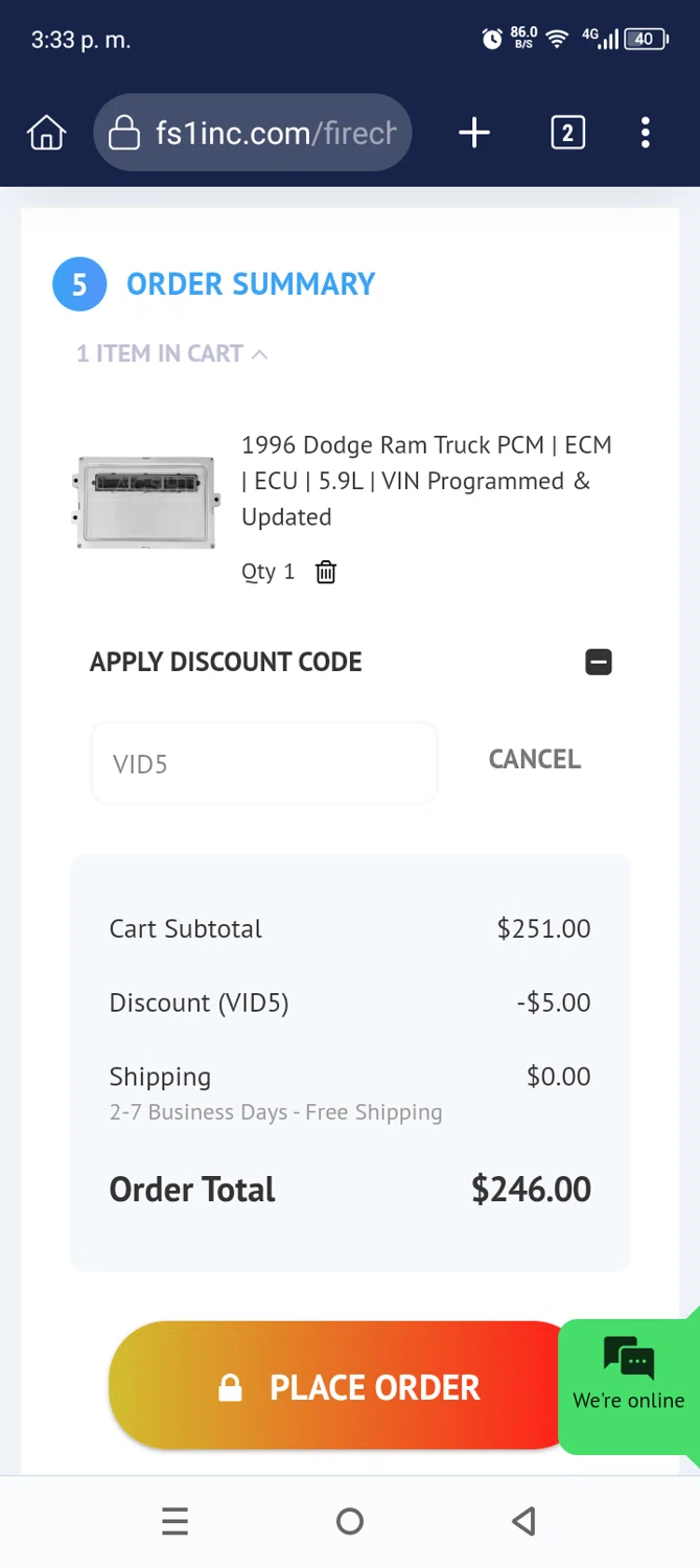 Flagship One checkout page showing Flagship One discount code box | Screenshot taken by SimplyCodes community member on Jan 6, 2026