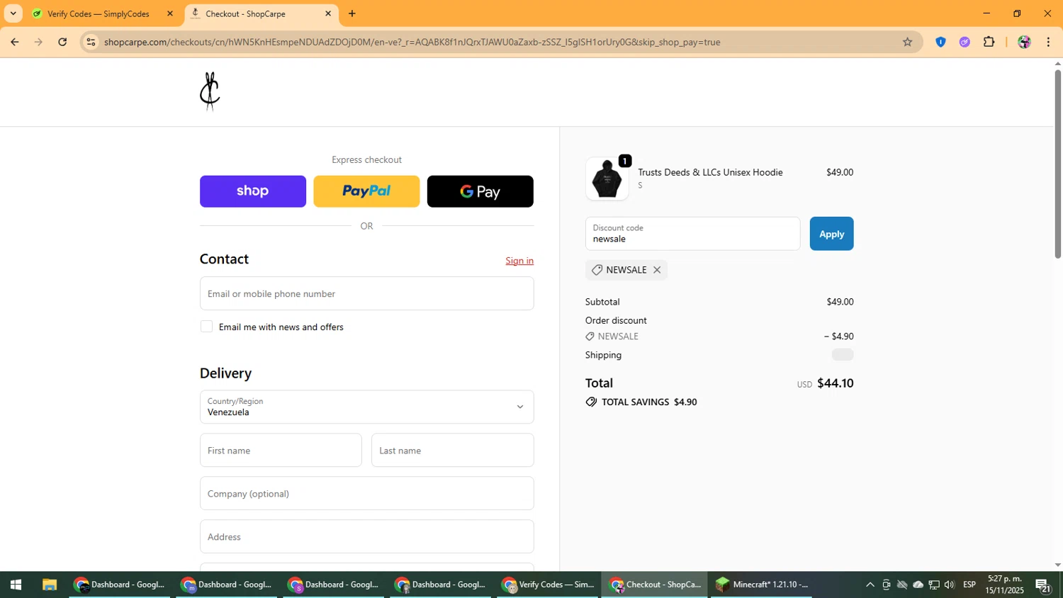 Flair promo code screenshot showing code BIGDEAL25 applied at Flair checkout page. Uploaded by SimplyCodes community member NobleScholar4826 on Nov 15, 2025