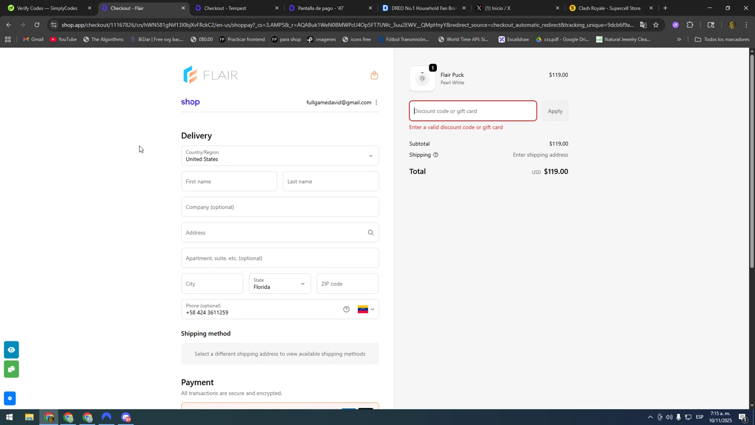 Flair promo code screenshot showing code FRIEND-KP2JNSN applied at Flair checkout page. Uploaded by SimplyCodes community member kakakakakka on Nov 10, 2025