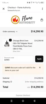 Flame Authority coupon verification screenshot