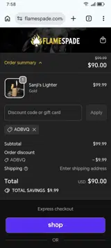 ADBVQ coupon verification screenshot