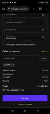 Adbet coupon verification screenshot