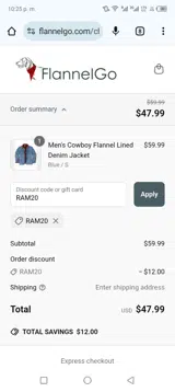 RAM20 coupon verification screenshot