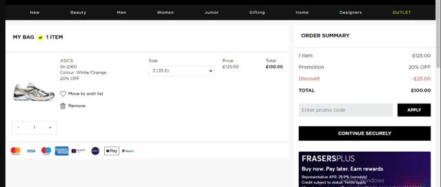 Flannels checkout page showing Flannels promo code box | Screenshot taken by SimplyCodes community member on Dec 18, 2024