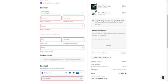 Flare Audio checkout page showing Flare Audio discount code box | Screenshot taken by SimplyCodes community member on Jul 23, 2025