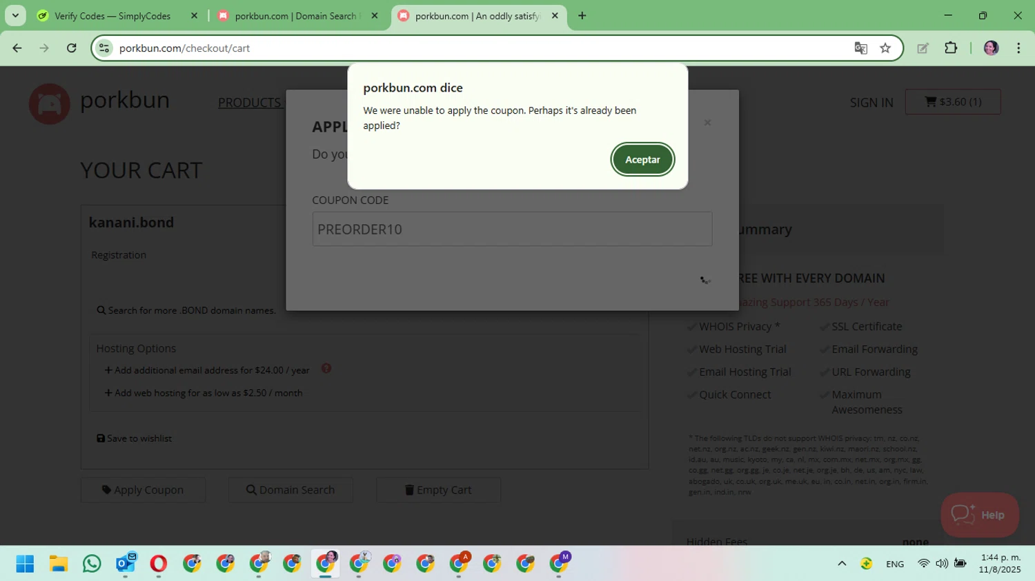 Flashback Camera promo code screenshot showing code PREORDER10 applied at Flashback Camera checkout page. Uploaded by SimplyCodes community member Mari_perez on Aug 11, 2025