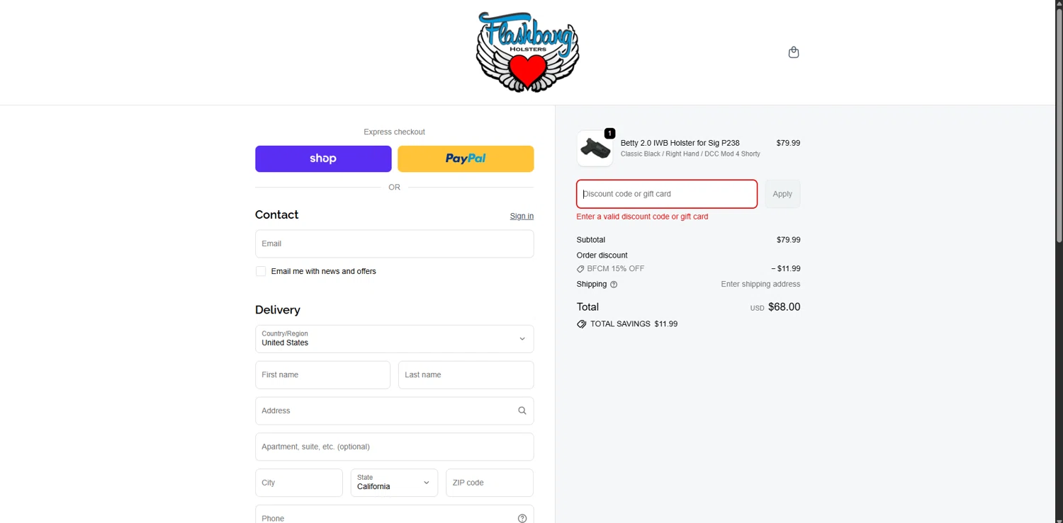 Flashbang Boutique promo code screenshot showing code LOVEYA applied at Flashbang Boutique checkout page. Uploaded by SimplyCodes community member Carlosramirez09 on Nov 24, 2025