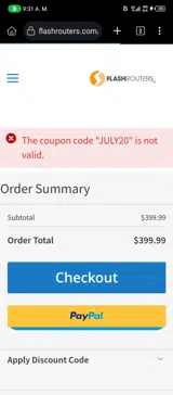 JULY20 coupon verification screenshot