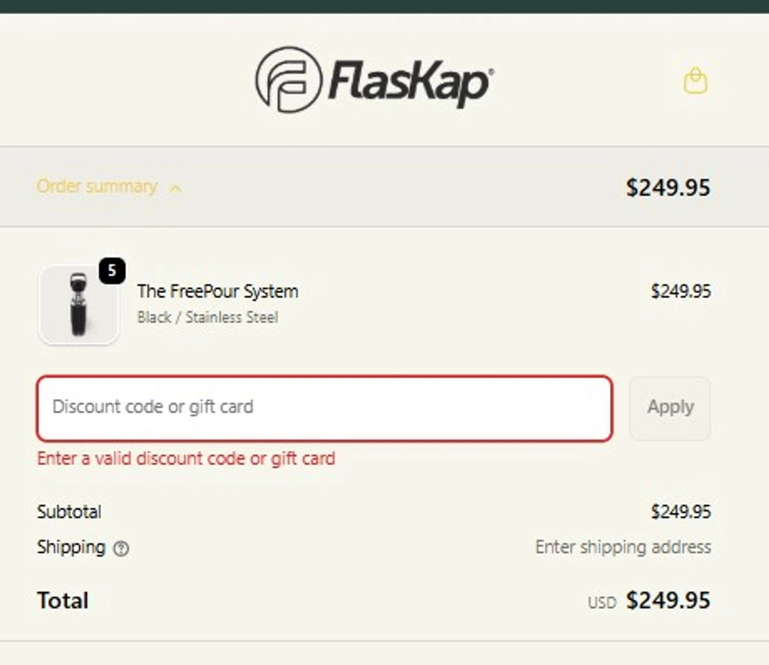 FlasKap discount code screenshot showing code GIFT20 applied at FlasKap checkout page. Uploaded by SimplyCodes community member MariaRoma on Dec 23, 2025