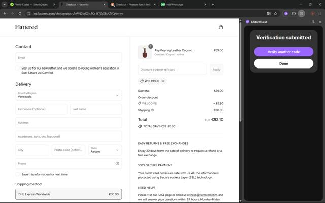Flattered checkout page showing Flattered discount code box | Screenshot taken by SimplyCodes community member on Sep 8, 2025