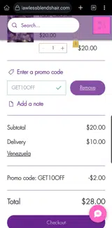 GET10OFF coupon verification screenshot