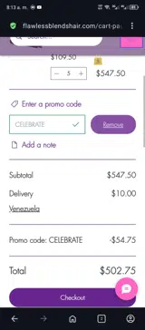 CELEBRATE coupon verification screenshot