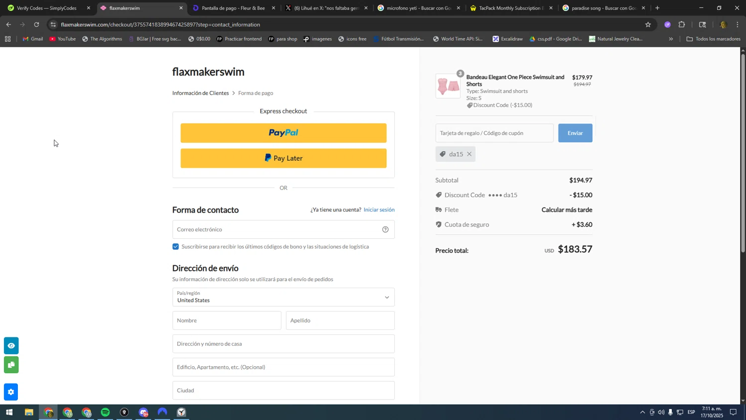 Flaxmaker coupon code screenshot showing code da15 applied at Flaxmaker checkout page. Uploaded by SimplyCodes community member DonPollito on Oct 17, 2025