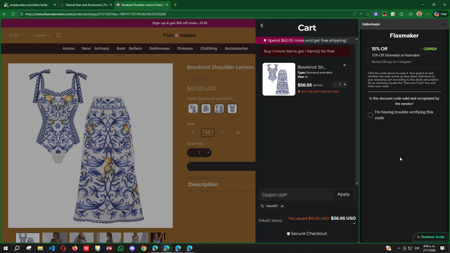 Flaxmaker checkout page showing Flaxmaker coupon code box | Screenshot taken by SimplyCodes community member on Jan 27, 2026