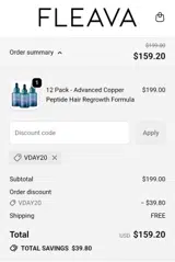 VDAY20 coupon verification screenshot